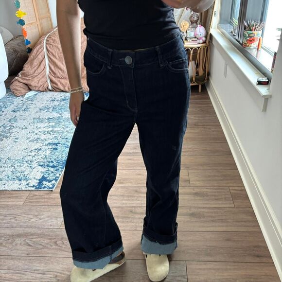 Wit & Wisdom dark navy denim straight leg bootcut flared jeans size 8 - Picture 1 of 5